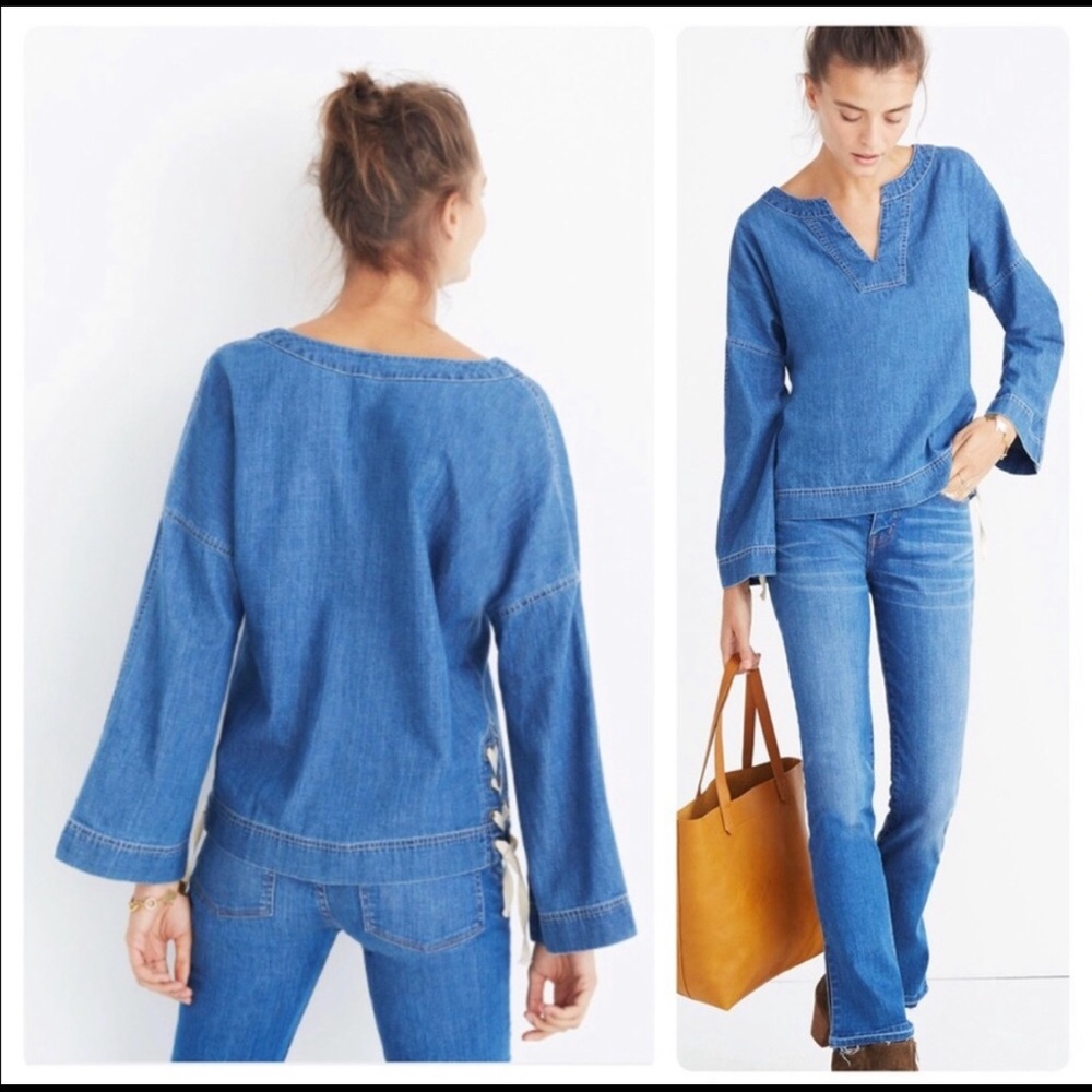 MADEWELL Lace Up Denim Top